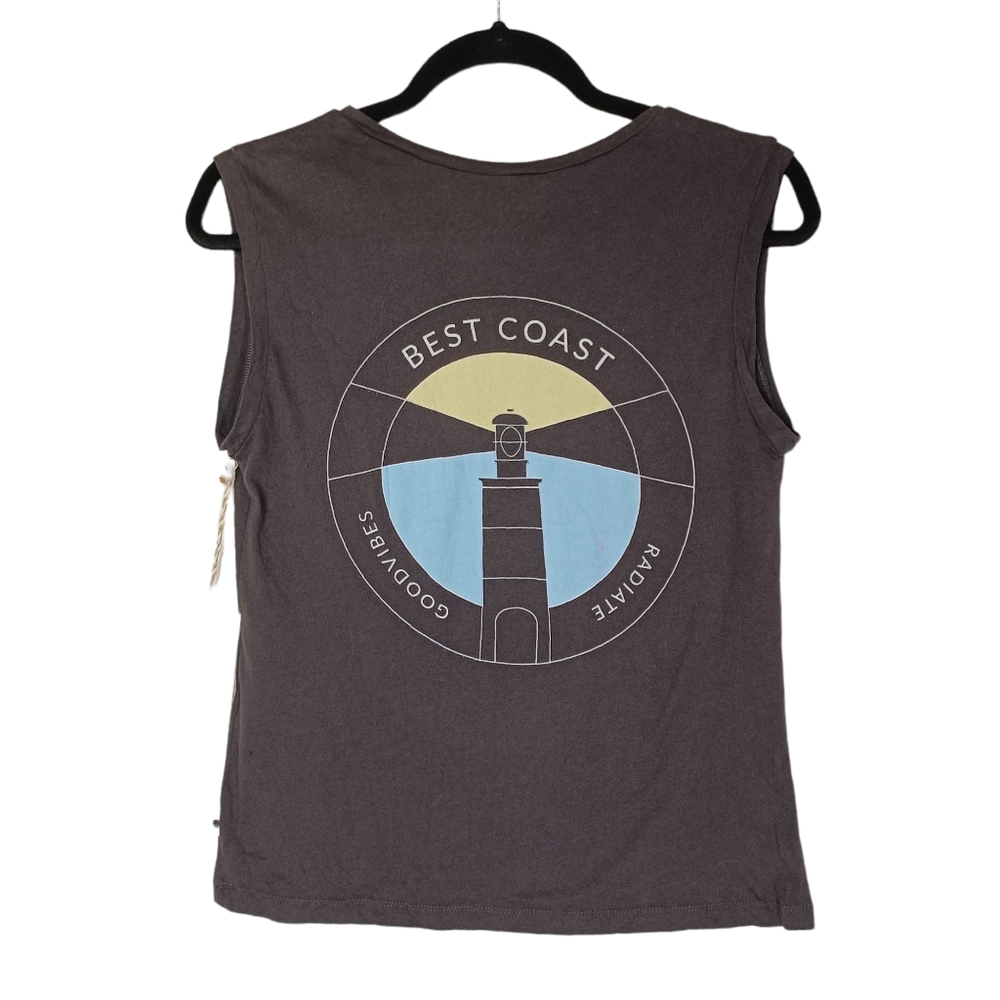 RHYTHM. Gray Best Coast Sleeveless Graphic Lighthouse Print Top XS NWT
